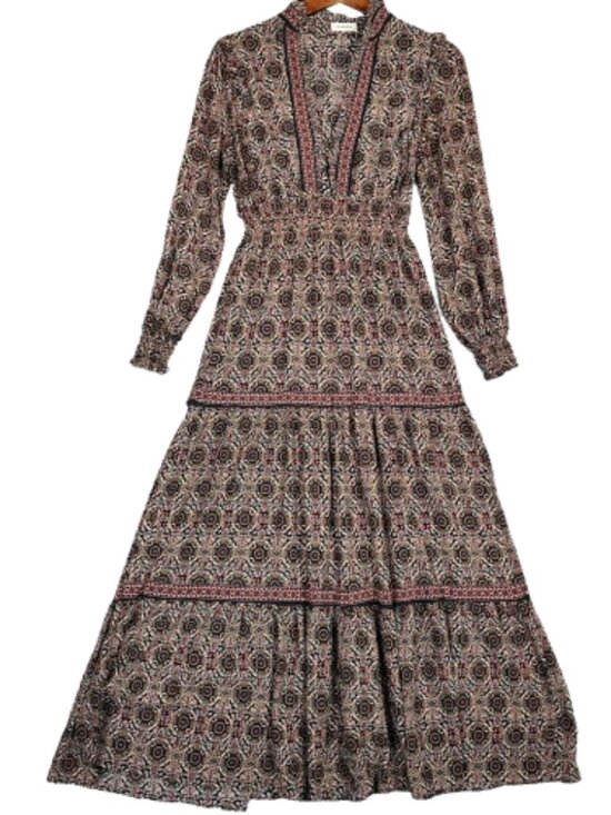 Max Studio Dresses & Skirts - Max Studio Maxi Dress Womens S? 36" Chest Black Multi Floral Long Sleeve Cottage
